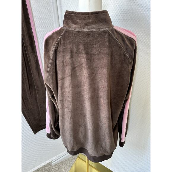 Vtg Y2k Jane Ashley Women's Two Piece Velour Sweat Track Suit Brown Pink 1x - Picture 8 of 14